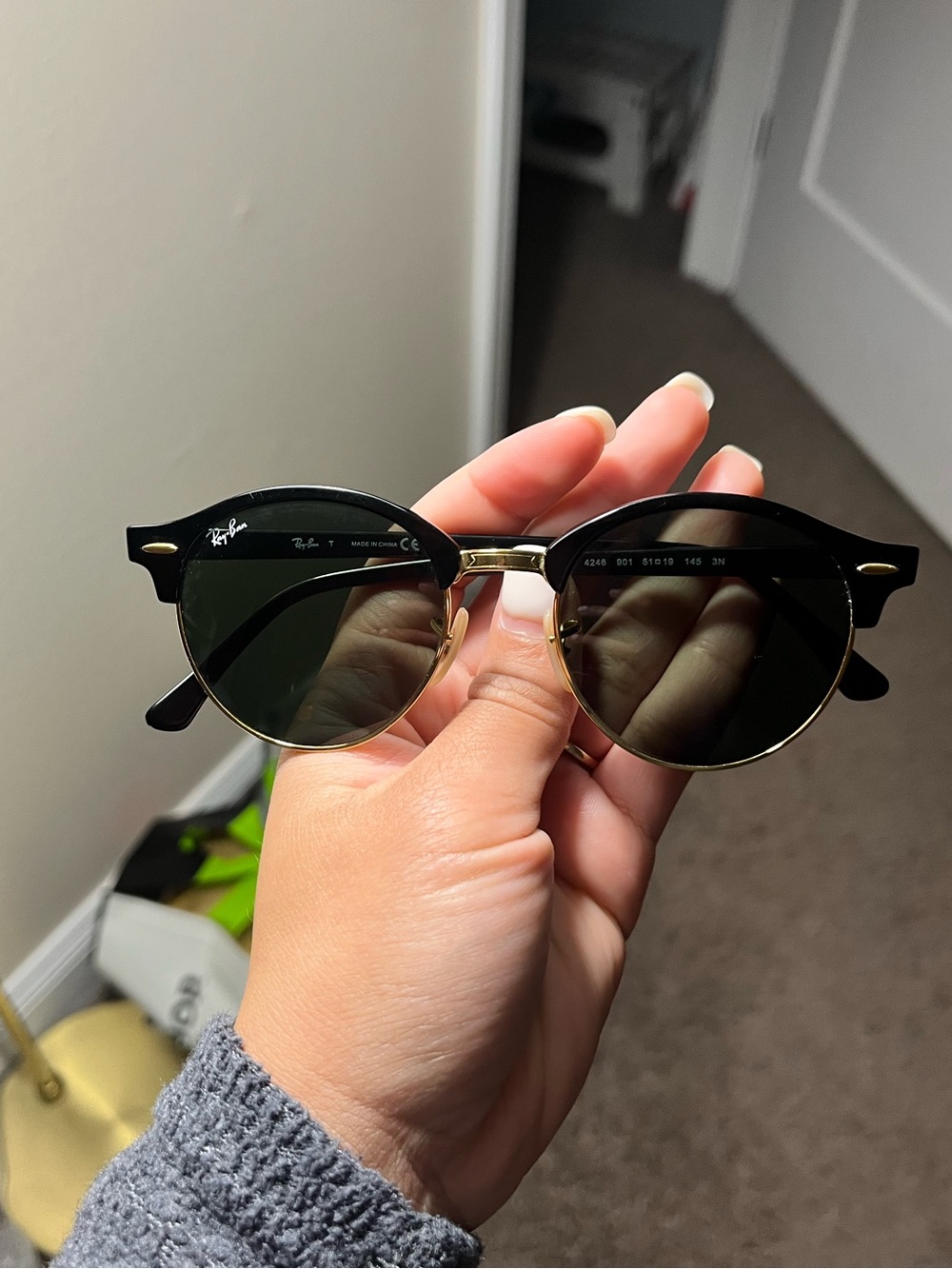 Ray-Ban Black and Gold Round Sunglasses - Picture 2 of 10